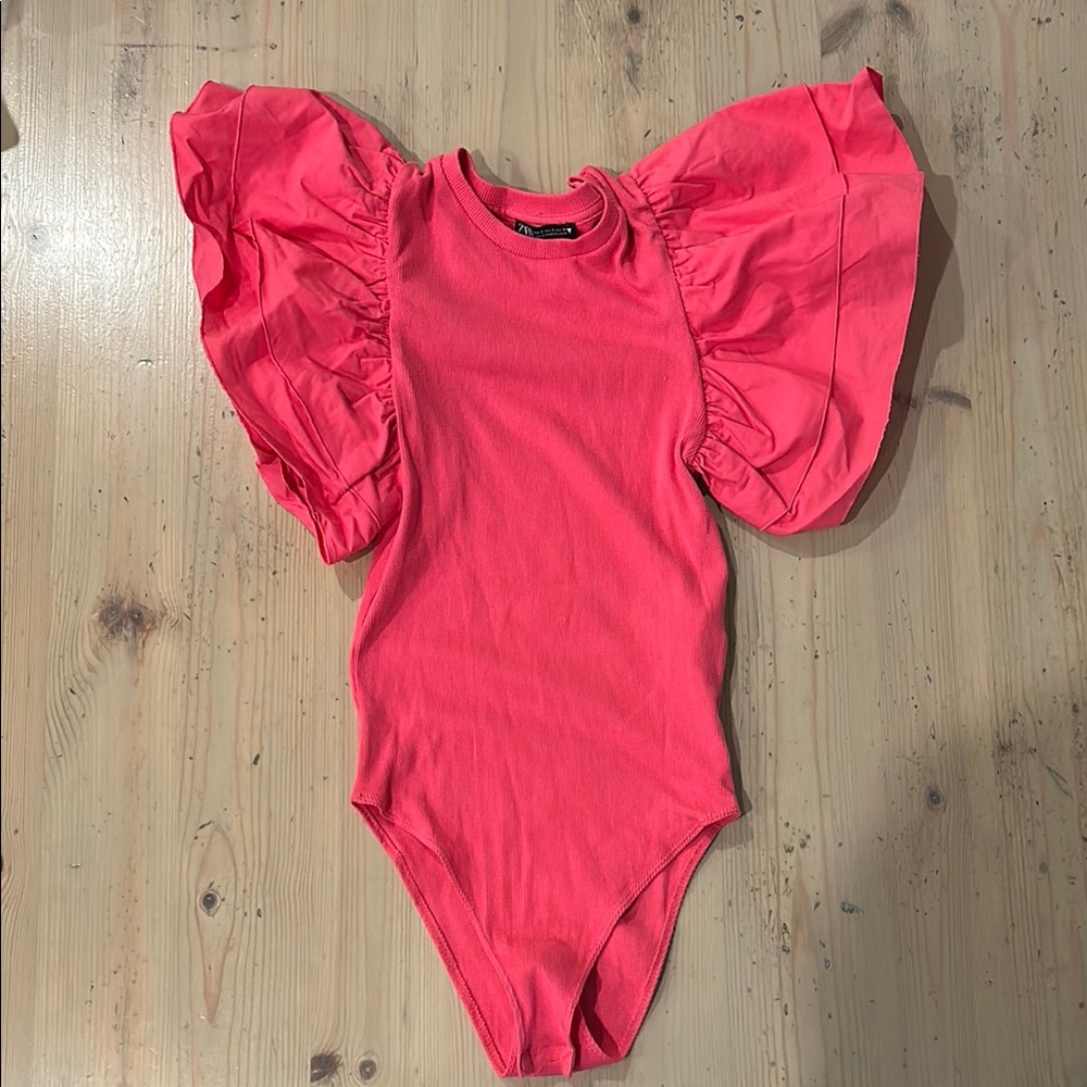Zara Pink bodysuit with Puff Sleeves